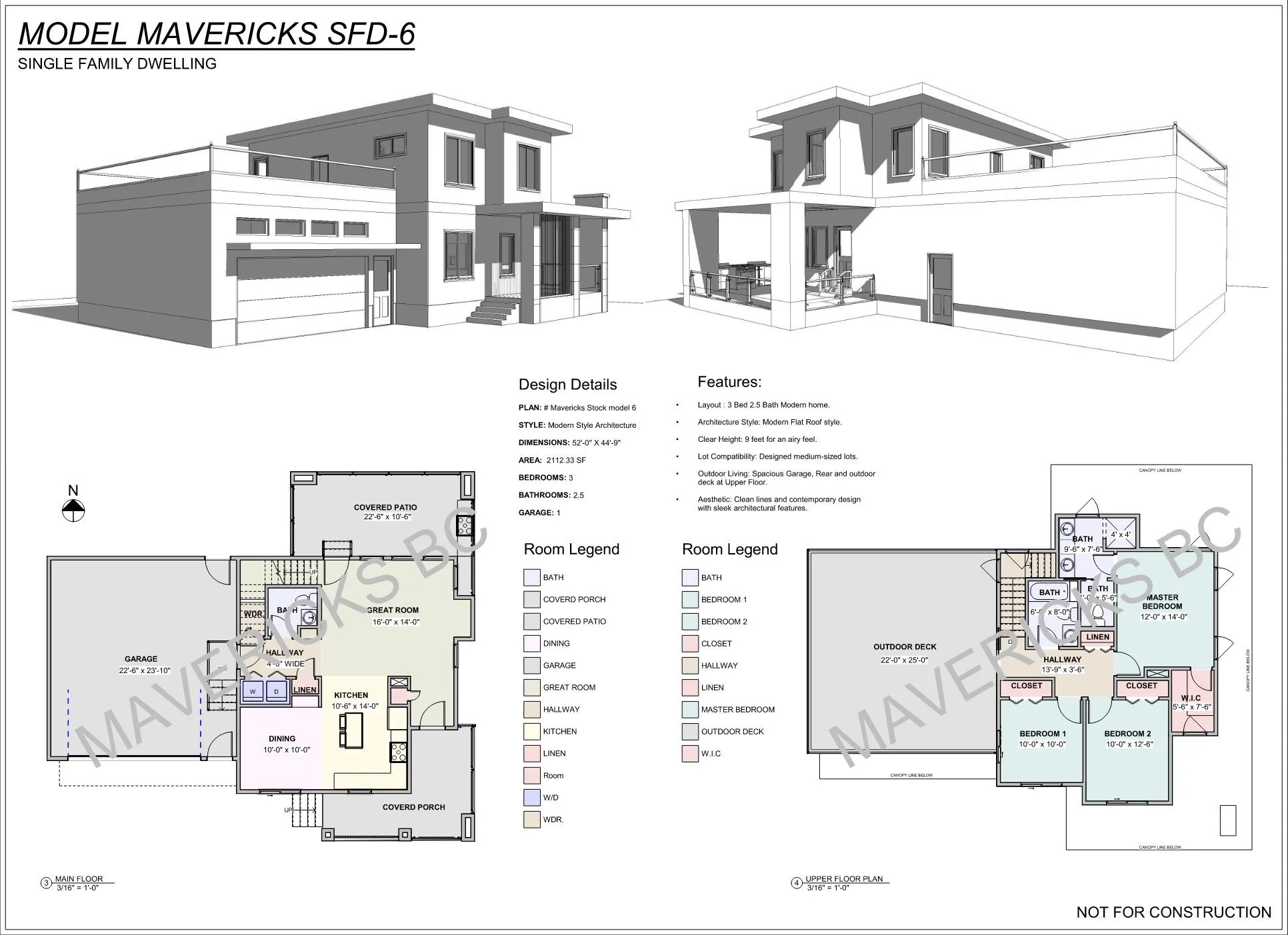 Modern Coast — floor plans and design sheet